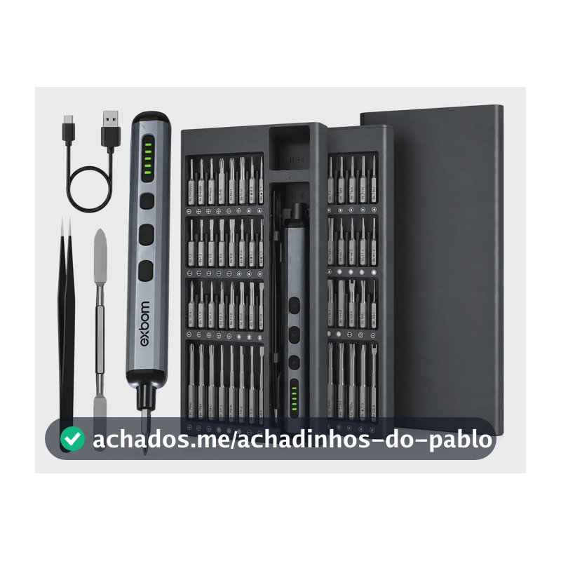 Chave De Precisão Elétrica 68 Em 1 Sem Fio Recarregável Cinza-escuro