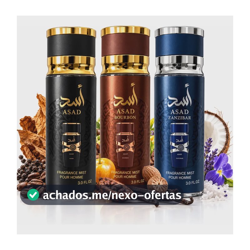 Kit 3 Body Splash Árabe Masculino Black Brown Blue 90m