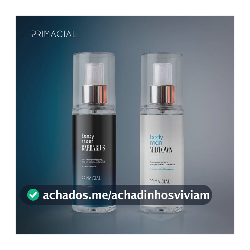 KIT BODY SPLASH MASCULINO BARBARIUS E MIDTOWN 200ML - PRIMACIAL PERFUME FRESCO AMADEIRADO